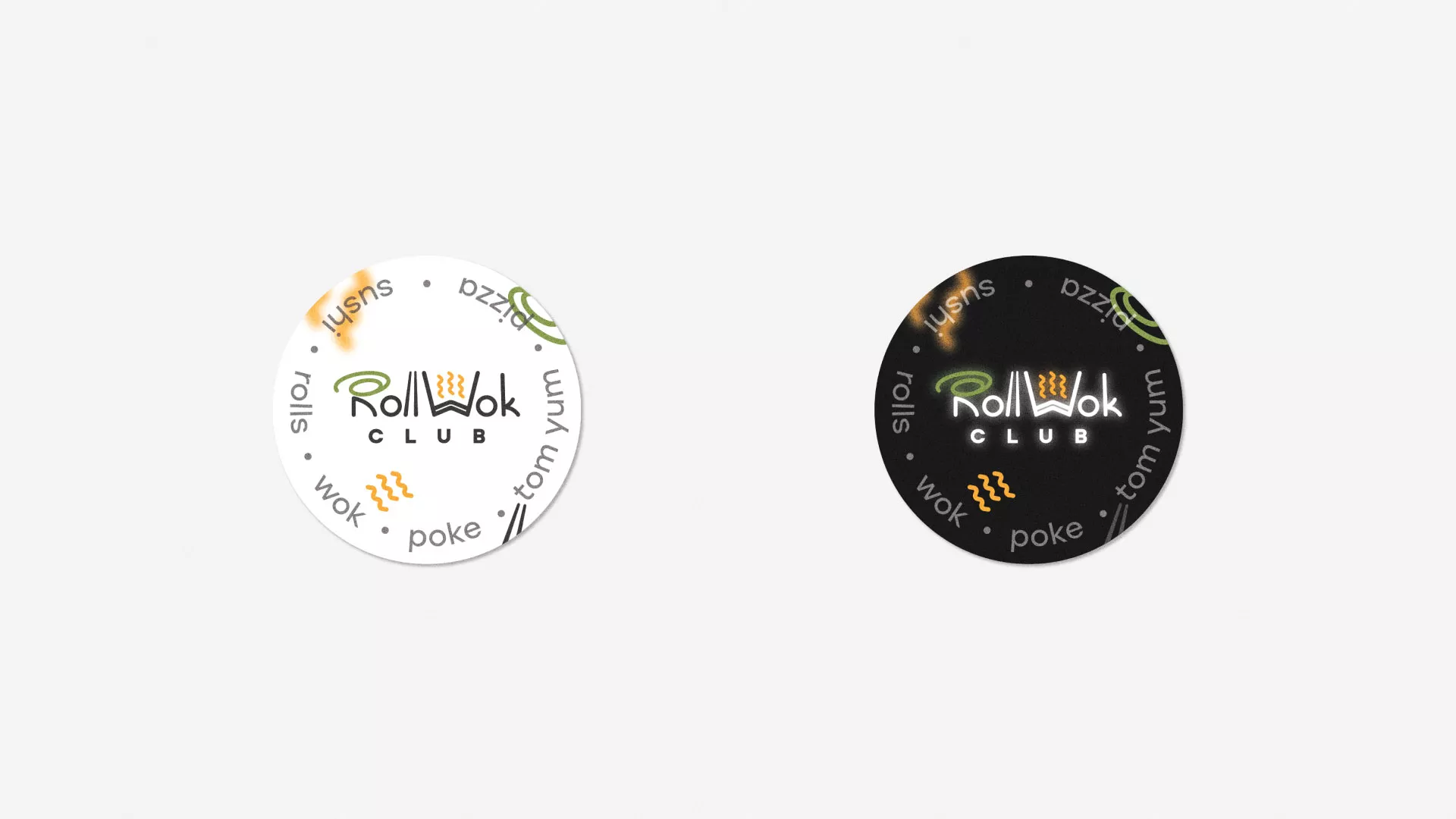 Разработка наклеек для суши-бара «Roll Wok Club» в Вуктыле