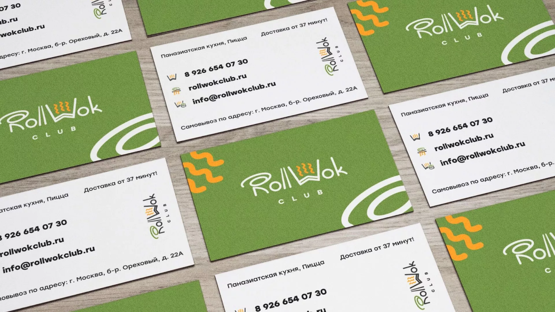 Разработка дизайна визиток суши-бара «Roll Wok Club» в Вуктыле